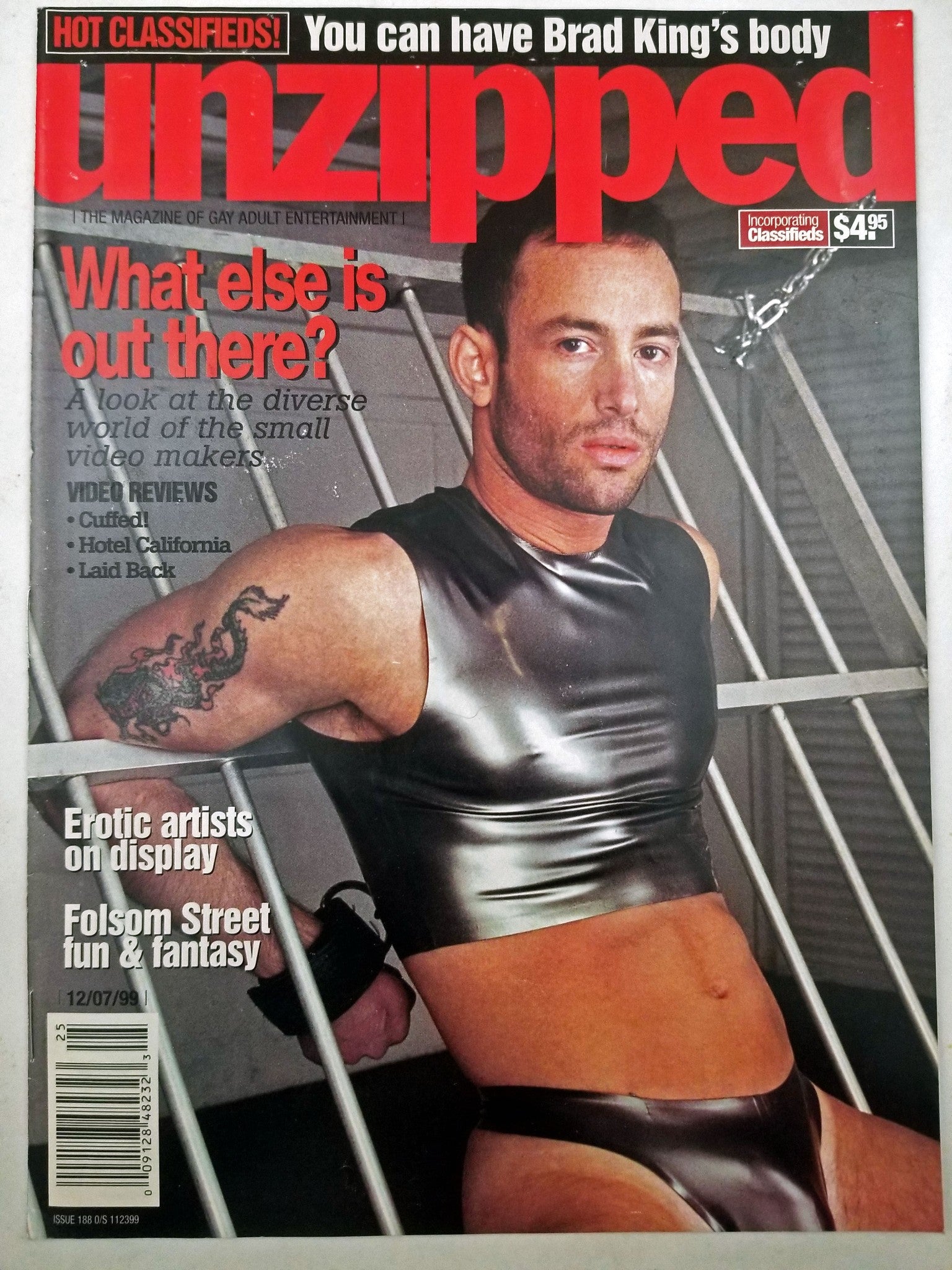 Unzipped December 7 1999 - Brad King, Erotic Artists - Gay Adult Magaz –  Discreet Retail