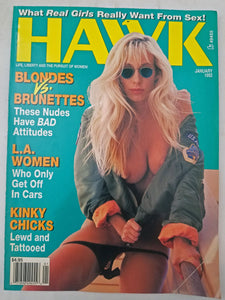 Hawk January 1992 - Blondes Vs Brunettes, Kinky Chicks - Adult Magazine