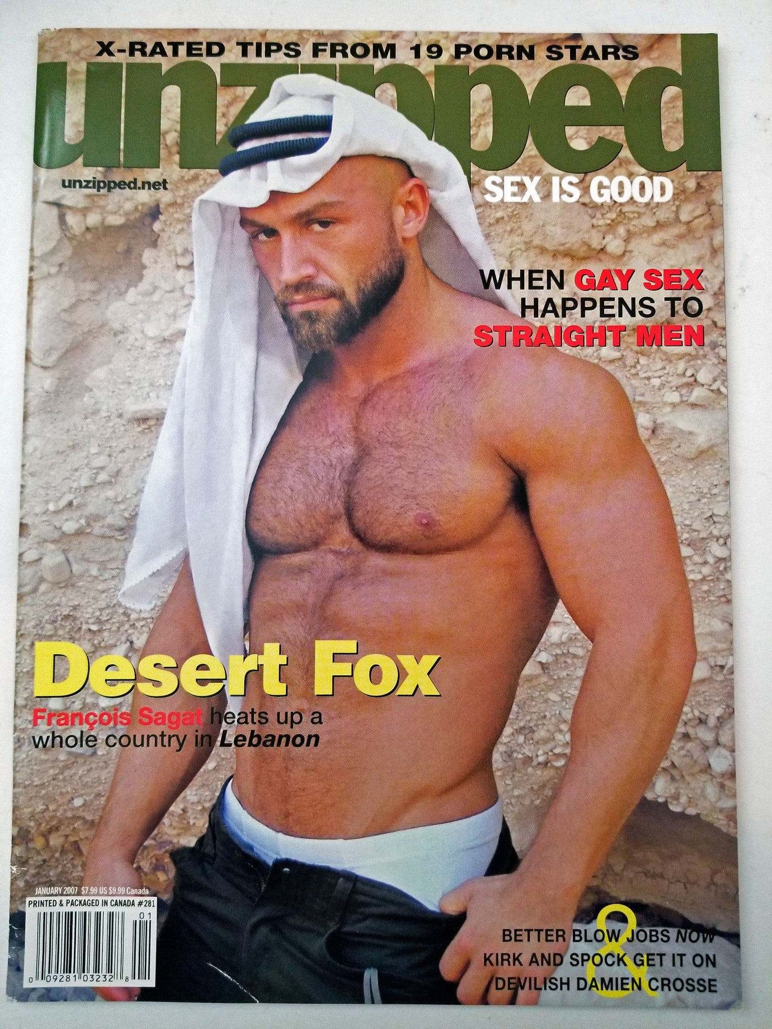 Unzipped January 2007 - Francois Sagat, Better Blow Jobs - Gay Adult M –  Discreet Retail